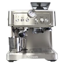 Kenmore Semi-Automatic Espresso Machine with built-in grinder and milk frother. Features 15 bar pressure, adjustable grind settings, and a 360° steam wand. Ideal for making espresso, cappuccino, and latte at home.