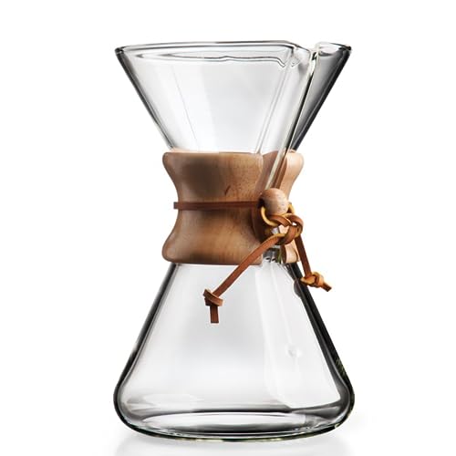 8-Cup Chemex Coffee Maker - Hand Blown Glass with Elegant Design for Stylish Brewing