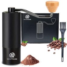 Portable manual coffee grinder with stainless steel blades, perfect for home and outdoor coffee brewing