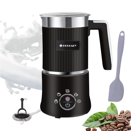 5-in-1 Electric Milk Frother with Large Capacity – Hot & Cold Foam Maker, Automatic Milk Steamer in Black 