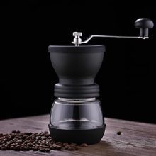 Manual Coffee Grinder with Adjustable Burr Settings, Extended Handle, and Visual Powder Bin - Portable and Easy to Clean