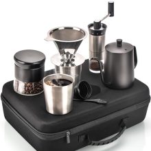 Portable 9-in-1 Outdoor Camping Coffee Maker Set with Stainless Steel Components – Perfect for Travel, Camping, and Outdoor Adventures