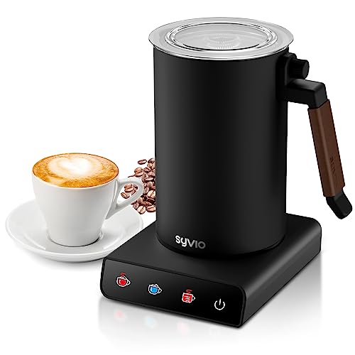 Syvio 4-in-1 Electric Milk Frother with Touch Screen and 11.5 oz Capacity - Ideal for Hot & Cold Foam, Heating Milk & Chocolate