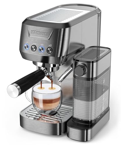 MAttinata 20-Bar Espresso Machine in full black – Features automatic milk frother, customizable coffee settings, and a sleek, compact design for professional-grade coffee at home.