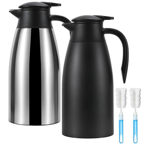 Sleek 70Oz Stainless Steel Thermal Coffee Carafe Set with Double-Wall Insulation for Hot and Cold Drinks