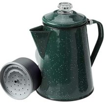 GSI Outdoors Enamelware Percolator Coffee Pot – Durable Speckled Kettle for Campfire Coffee Brewing