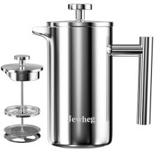 Jewheg 12oz Stainless Steel French Press Coffee Maker with Double Wall Insulation and 4-Layer Filter for Hot Coffee