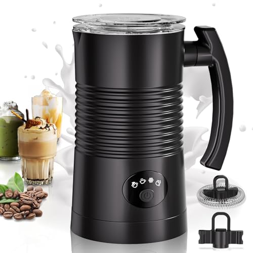 Black 4-in-1 Milk Frother and Warmer – Perfect for Hot and Cold Milk Froth, Cappuccinos, Lattes, and Hot Chocolate