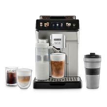 De'Longhi Eletta Explore Espresso Machine with a built-in grinder, touch display, and cold brew technology – featuring 50+ one-touch recipes for hot and cold drinks.