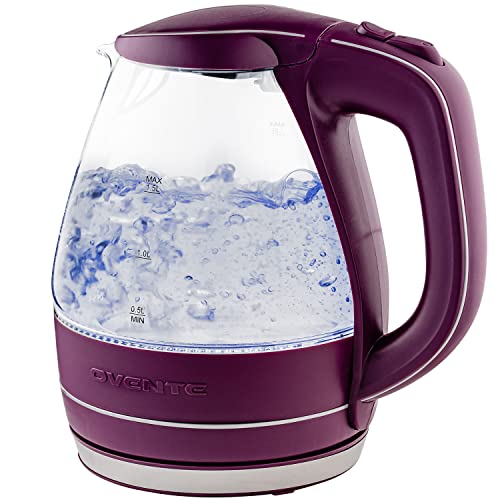 Stylish 1.5L Glass Electric Kettle with Purple LED Light - Fast Boiling, BPA-Free with Auto Shut-Off Feature