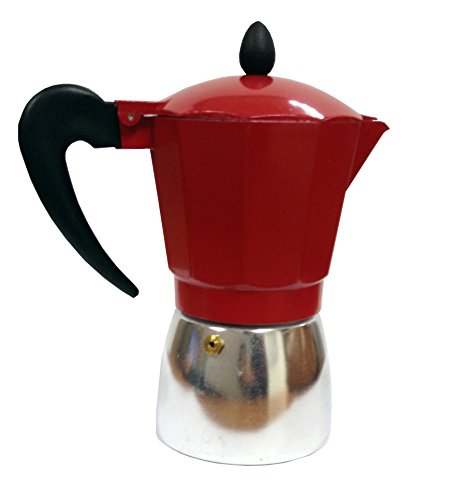 IMUSA USA 3-Cup Aluminum Stovetop Espresso Maker in Red - Compact and Durable Coffee Machine