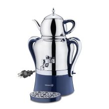 Korkmaz Stainless Steel Tea Maker Set – Elegant Electric Samovar with Dual Pots for Turkish Tea and Herbal Brews