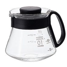 Hario V60 360ml Glass Coffee Server in Black - Japanese-designed professional coffee maker with elegant craftsmanship.