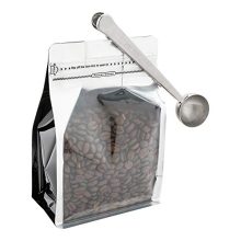 Stainless Steel Coffee Scoop with Built-In Bag Clip for Measuring and Freshness Preservation