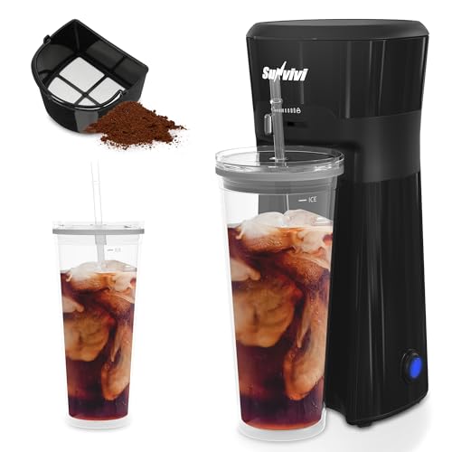 Sunvivi 20 Oz Iced Coffee Maker – Cold Brew Machine with Reusable Filter and Insulated Pitcher for Home Brewing, Black