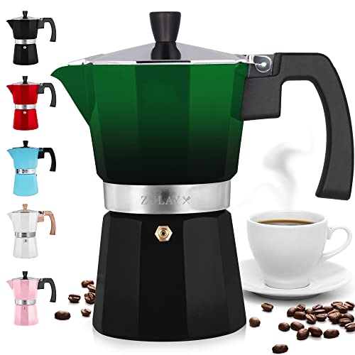 Zulay Kitchen Stovetop Espresso Maker - 6-Cup Moka Pot in Green/Black for Cuban & Italian Coffee