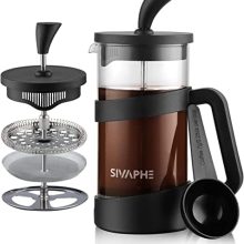 Sivaphe 12oz French Press – Lightweight and Durable High Borosilicate Glass Coffee & Tea Maker with Fine Mesh Filter