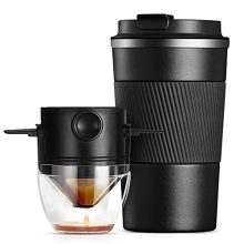 13oz Portable Stainless Steel Pour-Over Coffee Mug with Reusable Filter – Ideal for Travel, Camping, and Car Use