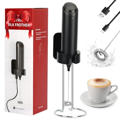 FYY Rechargeable Milk Frother Handheld - Electric Foam Maker with USB-C Charging Base for Coffee, Lattes, and More