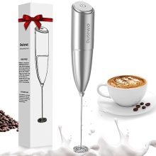 Dutewo Handheld Milk Frother - Portable Electric Whisk for Creamy Lattes, Cappuccinos, and More, Grey Color