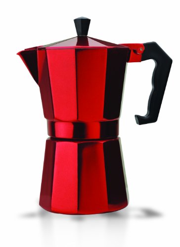 Primula Classic Stovetop Espresso Maker – 6-Cup Moka Pot for Italian and Cuban Coffee Brewing with Red Finish