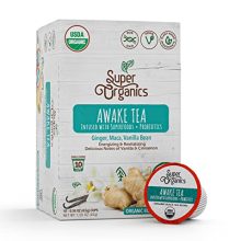 Super Organics Awake Black Tea Pods – 10 Keurig K-Cup Compatible Pods with Organic Black Tea, Superfoods, and Probiotics for Energy and Revitalization