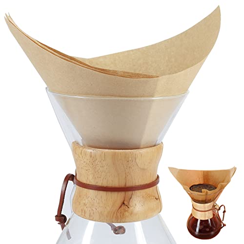 BYKITCHEN Natural Unbleached Pour Over Coffee Filters - 50 Pack for 3-10 Cup Brewers, Made from Food Grade Wood Pulp, Easy Disposal