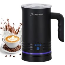 Electric Milk Frother with 4-in-1 Functionality, Black Finish, Ergonomic Handle, and Large Capacity for Coffee and Hot Chocolate