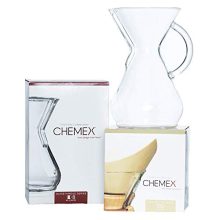 Chemex 8-Cup Glass Handle Series with 100 Square Filters - Elegant Borosilicate Glass Coffee Maker Bundle