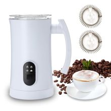 Aayujup 4-in-1 Electric Milk Frother and Steamer in White - Hot and Cold Foam Maker for Lattes and Cappuccinos