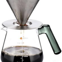 28oz Aquach Glass Pour Over Coffee Maker with Stainless Steel Dripper – Eco-Friendly Manual Coffee Brewer