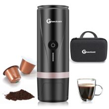 Glueckzeit Portable Electric Espresso Maker - Compact 20 Bar Pressure Coffee Machine with 3-4 Min Self-Heating and Rechargeable Battery for Travel and Camping