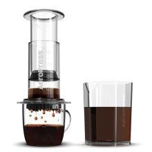 AeroPress Clear Coffee Maker and Carafe Bundle – Stylish and Durable Coffee Maker with 20 oz Carafe, Ideal for Home and Travel