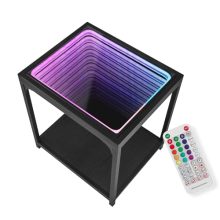Infinity Mirror Light Coffee Table with RGB LED, Featuring a 3D Infinity Illusion and Futuristic Design, Perfect for Living Room, Bedroom, and Parties
