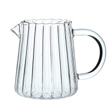 Elegant wave-shaped crystal glass creamer pitcher with drip-free spout and comfort-grip handle, ideal for serving milk, cream, sauces, or syrup