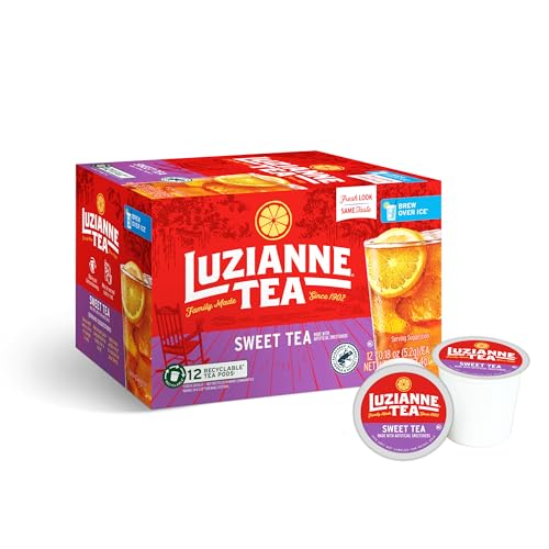 Luzianne Sweet Iced Tea Single Serve K-Cup Pods – 12 count, perfect for brewing refreshing iced tea with Keurig machines, made from real tea leaves