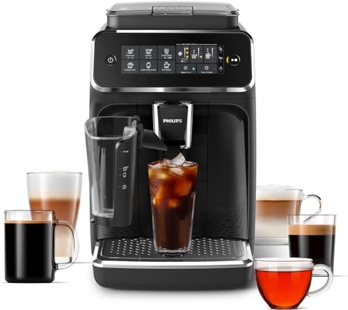 Philips 3200 Series Fully Automatic Espresso Machine with LatteGo system, offering 5 customizable coffee drinks