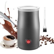 Stylish WIVIZL 4-in-1 Electric Milk Frother and Steamer in black, perfect for making lattes, cappuccinos, and hot chocolate