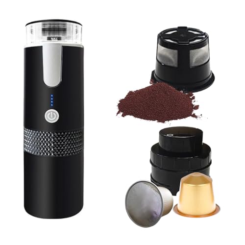 Compact mini espresso machine with self-heating feature, Type-C and car charger compatibility, and one-button operation for travel and camping.