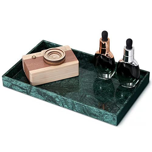 Elegant JESSILIN HOME Natural Marble Tray – Green Marble Serving Tray for Kitchen, Bathroom, Coffee Table, and Vanity Use