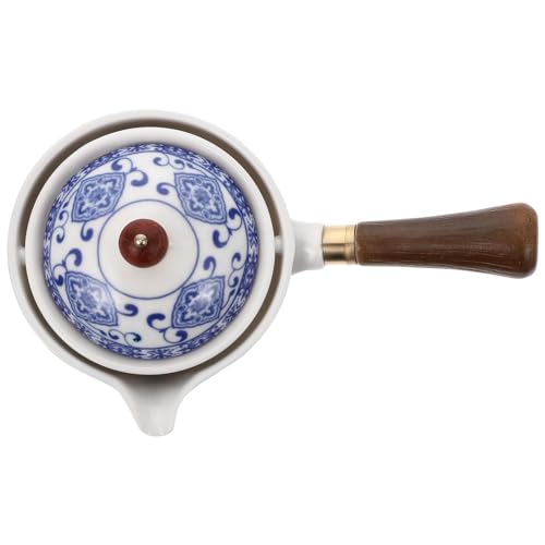 Vintage OSALADI Ceramic Teapot with 360° Rotatable Wooden Handle and Stainless Steel Infuser - Perfect for Traditional Gongfu Tea