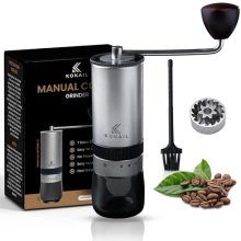 Manual Coffee Grinder with 7-Star Stainless Steel Burr – Adjustable Settings, Portable and Easy-to-Clean Hand Coffee Bean Grinder with 30g Capacity