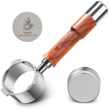 51mm Stainless Steel Bottomless Portafilter with Walnut Handle, Puck Screen & Filter Basket for De'Longhi EC680/EC685 Espresso Machines – Precision Extraction Tool