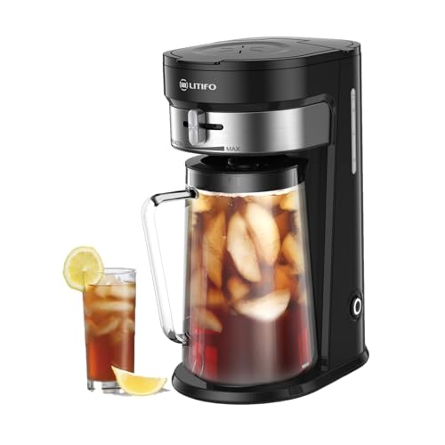 Black LITIFO Iced Tea and Coffee Maker - 2.5-Quart Pitcher Brewing System with Adjustable Strength Selector and Stainless Steel Finish