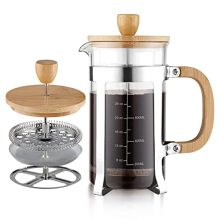 Sivaphe 34 Oz Bamboo French Press Coffee Maker – High Borosilicate Glass and Stainless Steel Brew Pot with Bamboo Handle for Coffee and Tea