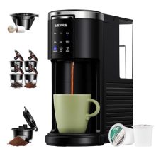 KIDISLE Single Serve Coffee Maker – 3-in-1 Pod Brewer for K-Cups, Ground Coffee, and Teas with 40oz Removable Water Reservoir and Self-Cleaning Function