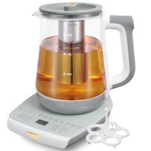 CGLightwsparkle Electric Smart Hot Tea Maker with 1.8-liter capacity, detachable tea infuser, and advanced temperature control, made from stainless steel and borosilicate glass