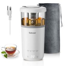 Sekaer Travel Electric Tea Kettle - Portable 350ml Mini Glass Teapot with Infuser and 400W Fast Heating, BPA-Free Design for Convenient On-the-Go Use