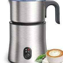 RATRSO 4-in-1 Milk Frother and Steamer – 16.9oz Coffee, Latte, Cappuccino & Hot Chocolate Maker with Angled Spout and Stainless Steel Design