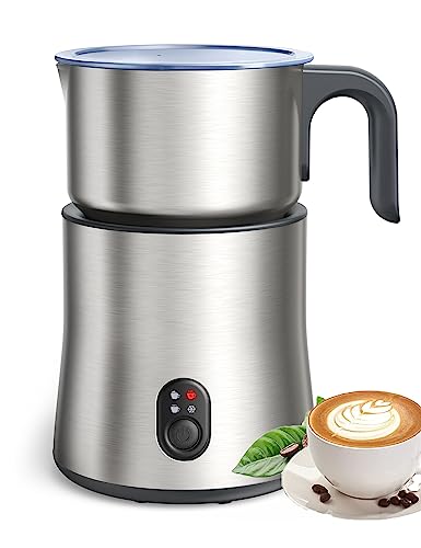 RATRSO 4-in-1 Milk Frother and Steamer – 16.9oz Coffee, Latte, Cappuccino & Hot Chocolate Maker with Angled Spout and Stainless Steel Design